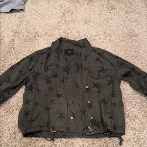 Rails Olive Jacket with Black Star Design